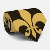 Cravate Noir et or Fleur de lis (Roulé)