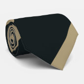 Cravate Noir et rayure régimentaire d'or large (Roulé)