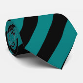 Cravate Noir et rayures diagonales turquoises (Roulé)