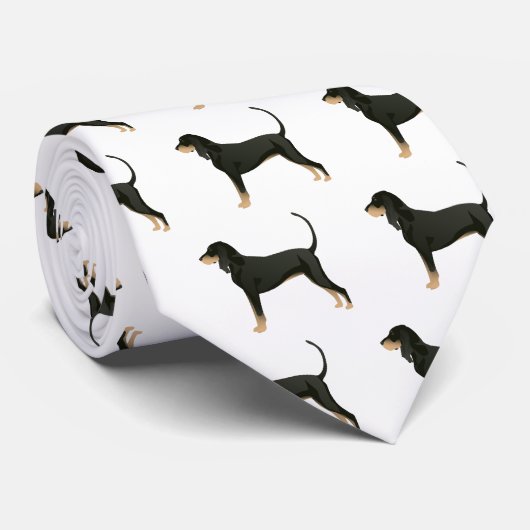 Cravate Noir et Tan Coonhound Basic race personnalisable (Roulé)