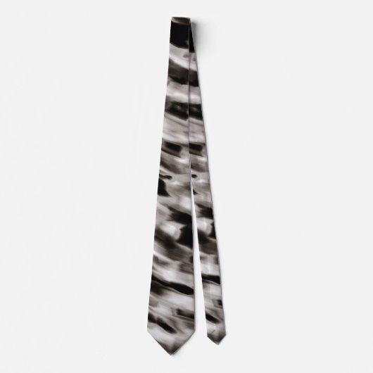Cravate Noir et Taupe Abstrait en soie (Devant)