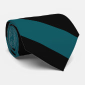 Cravate Noir et Teal-Rayé (Roulé)