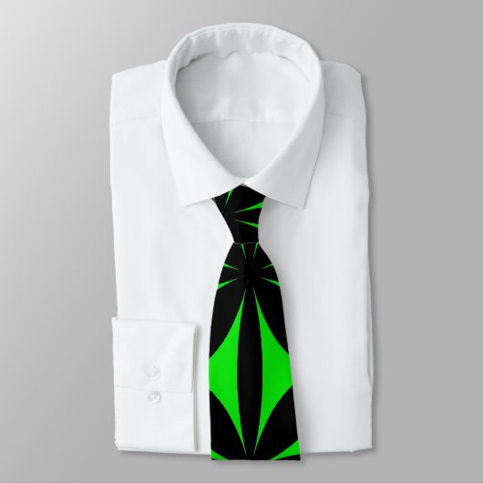 Cravate Noir et Vert Moderne / Rétro Imprimer (Attaché)