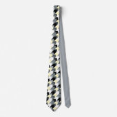 Cravate Noir, gris, chevron jaune (Devant)
