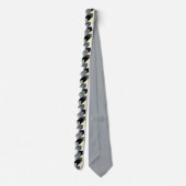 Cravate Noir, gris, chevron jaune (Dos)