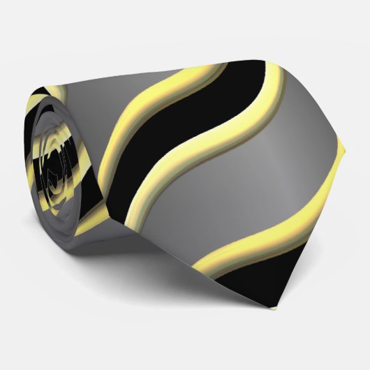 Cravate Noir gris or (Roulé)