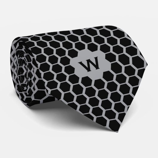 Cravate Noir Honeycomb Décontracté (Roulé)