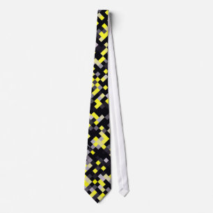 Cravate Noir/jaune/CRAVATE Checkered grise/blanche de