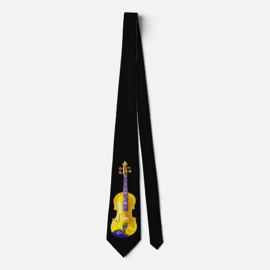 CRAVATE NOIR JAUNE DE VIOLIN-TIE-ON (Devant)