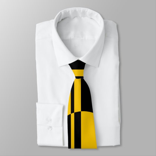 Cravate Noir jaune gras rayures positives négatives (Attaché)