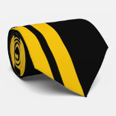 Cravate Noir jaune gras rayures positives négatives (Roulé)