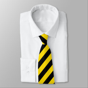 Cravate Noir Jaune Modèle rayé Moderne Classique