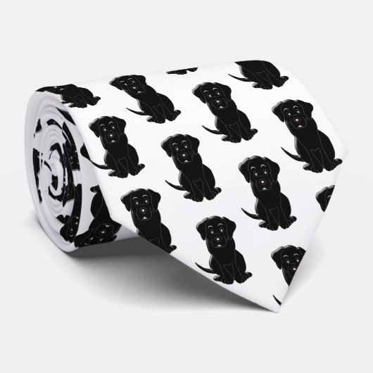 Cravate Noir Labrador Chien Design (Roulé)