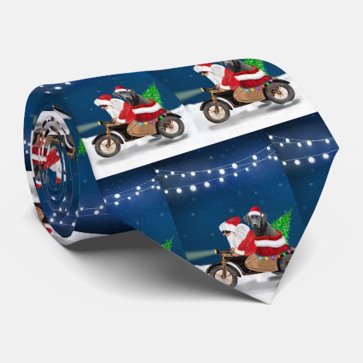 Cravate Noir Labrador Chien Noël Père Noël (Roulé)