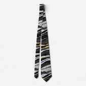 Cravate Noir Marbre Agate Or (Dos)