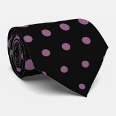 Cravate Noir moderne de points fuchsia antiques de techno (Roulé)