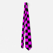 Cravate Noir + Pink Check À damiers Motif de tableau de bo (Dos)