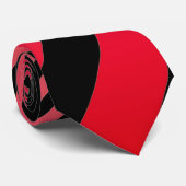 Cravate Noir, Rayure Rouge  (Roulé)
