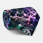 Cravate Noir rose Turquoise Cosmique Abstrait Fluide Nebul (Roulé)