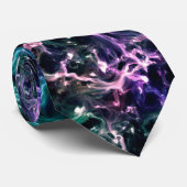 Cravate Noir rose Turquoise Cosmique Abstrait Fluide Nebul (Roulé)