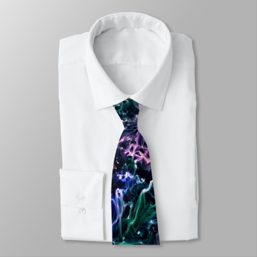 Cravate Noir rose Turquoise Cosmique Abstrait Fluide Nebul (Attaché)