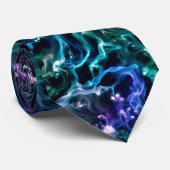 Cravate Noir rose Turquoise Cosmique Abstrait Fluide Nebul (Roulé)