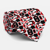 Cravate Noir rouge blanc Abstrait géométrique Motif modern (Roulé)