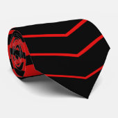 Cravate Noir rouge coloré rayé (Roulé)