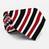 Cravate Noir, rouge et blanc rayé (Roulé)