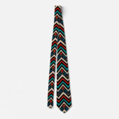 Cravate Noir Rouge Turquoise Beige Aztèque Motif (Dos)