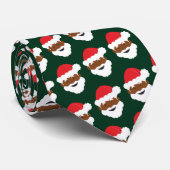 Cravate Noir Santa Claus Peau Brown Vert Noël (Roulé)