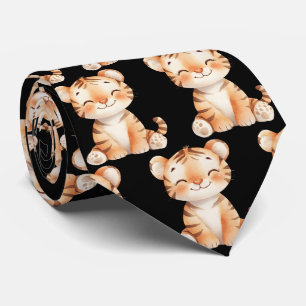 Cravate noir tigre doux et souriant