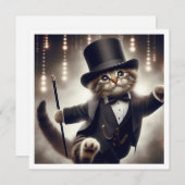 Cravate noire, anniversaire de chat, invitation de (Devant / Derrière)