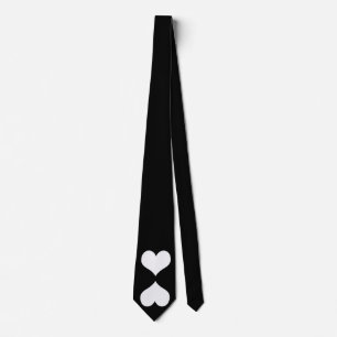 Cravate noire avec double coeur blanc