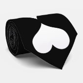 Cravate noire avec double coeur blanc (Roulé)