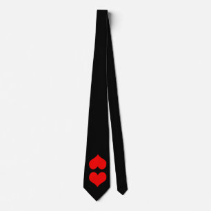 Cravate noire avec double coeur rouge