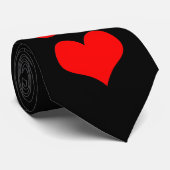 Cravate noire avec double coeur rouge (Roulé)