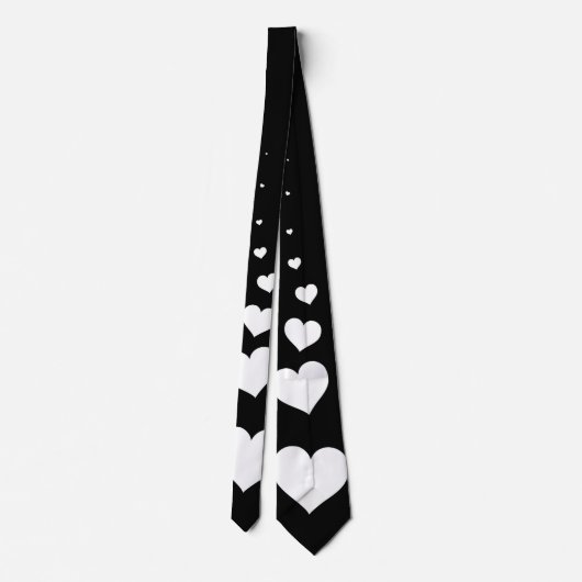 Cravate noire avec les coeurs blancs (Dos)