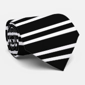 Cravate noire avec les rayures blanches (Roulé)
