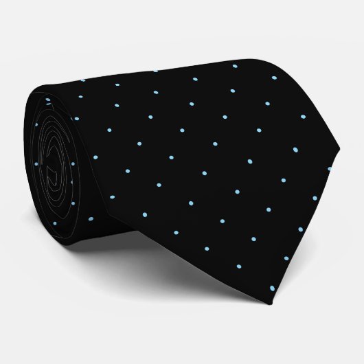 Cravate noire classique et à pois bleu clair pour (Roulé)