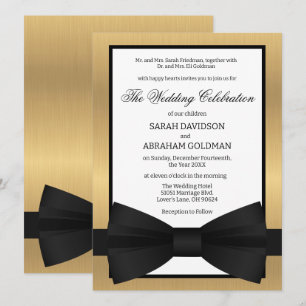 Cravate Noire classique Parents mariage Invitation
