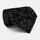 Cravate noire Damask Goth (Roulé)