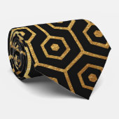 Cravate noire d'art déco d'or élégant de motif (Roulé)