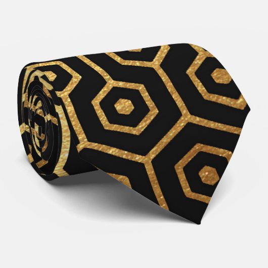 Cravate noire d'art déco d'or élégant de motif (Roulé)