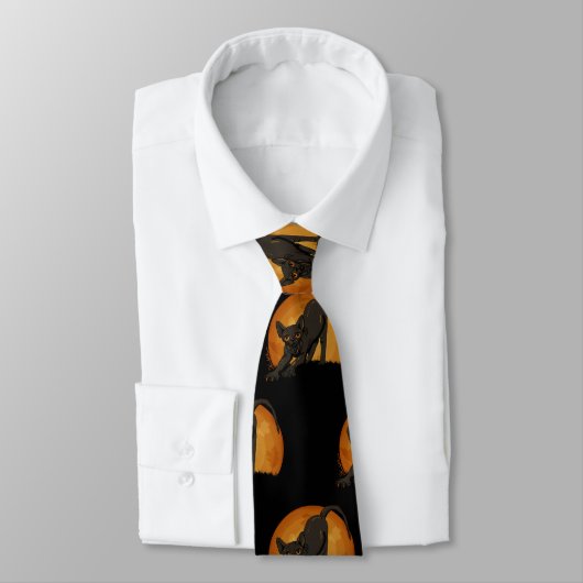 Cravate noire de chat de sphynx de Halloween (Attaché)