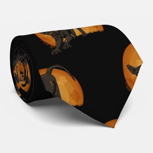 Cravate noire de chat de sphynx de Halloween (Roulé)