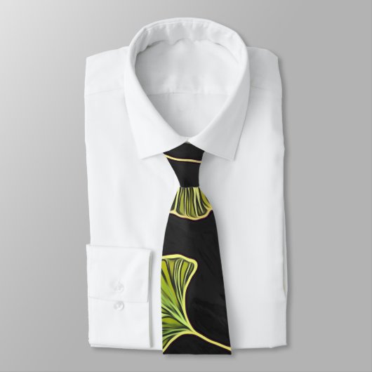 Cravate noire de feuille de Ginkgo (Attaché)