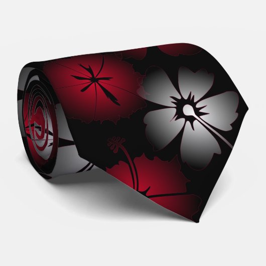 Cravate noire de Hibiskus (Roulé)