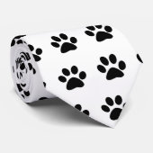 Cravate noire d'empreinte de patte (Roulé)