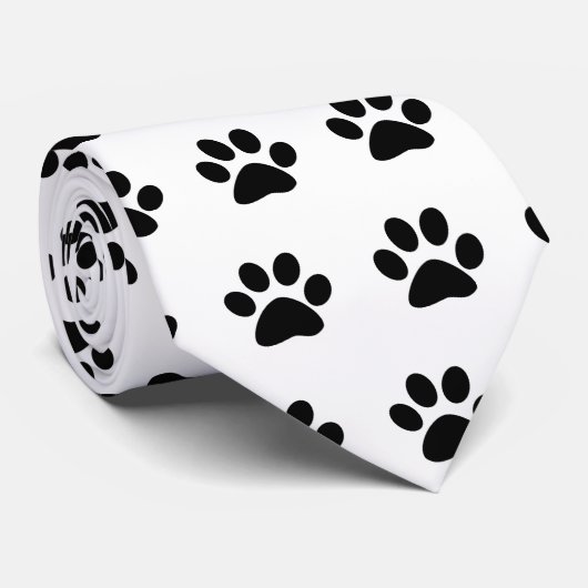 Cravate noire d'empreinte de patte (Roulé)